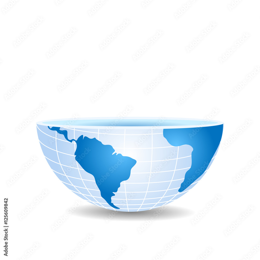 Naklejka premium half of the world like a cup sliced