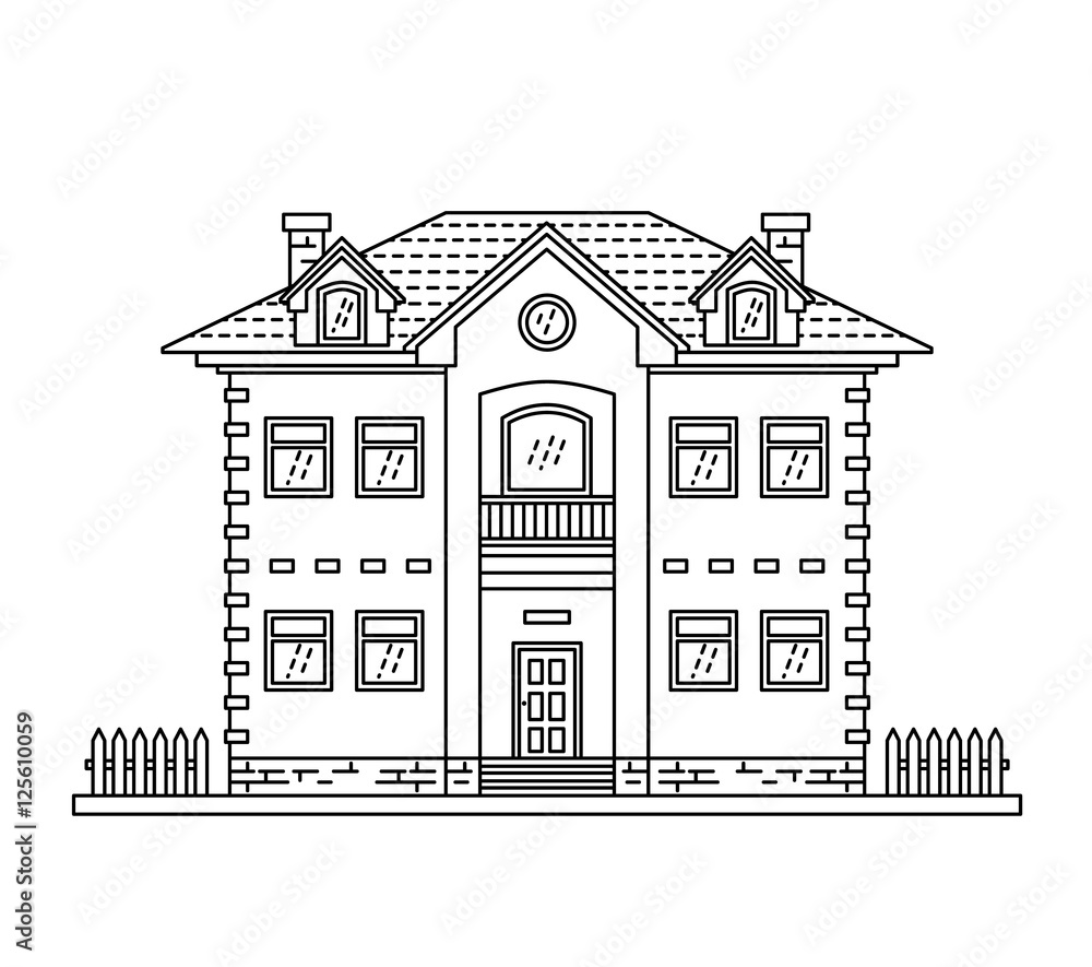 house cottage line drawing icon