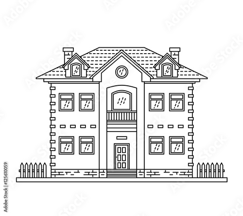 house cottage line drawing icon