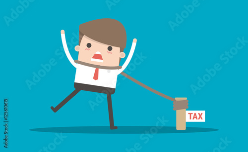 Businessman running away from tax