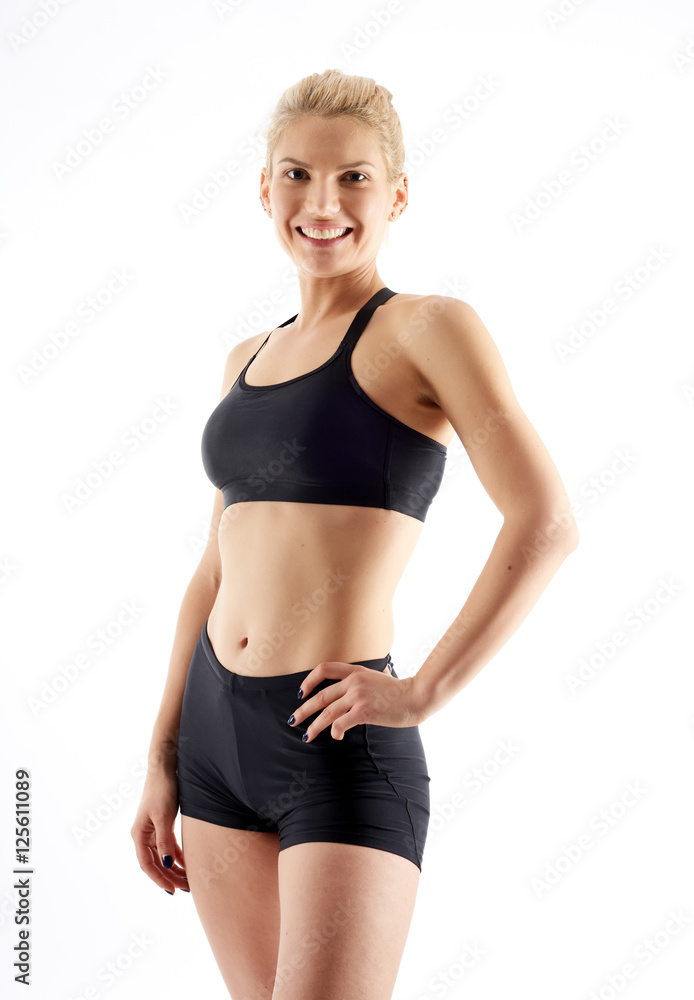 Fitness female model on white Fitness female model on white