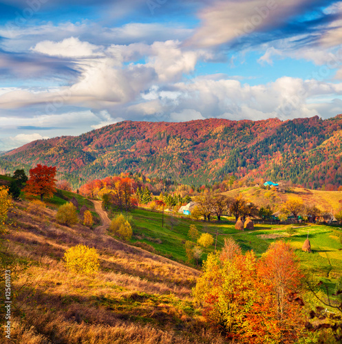 Colorful landscape in the mountain village Babyn