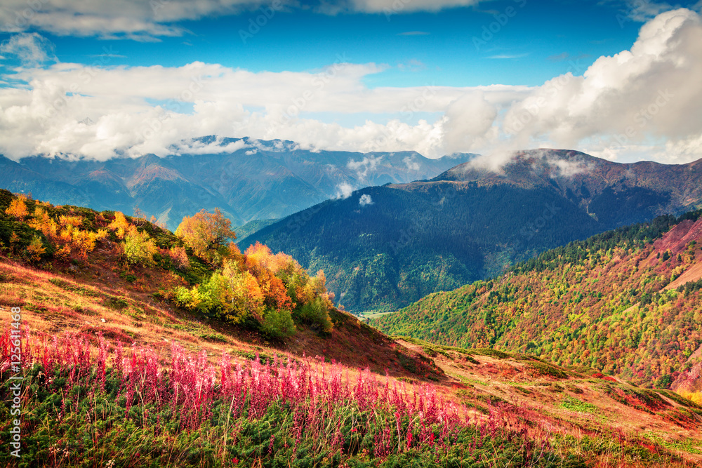 Colorful slopes of the Caucasus Mountains.