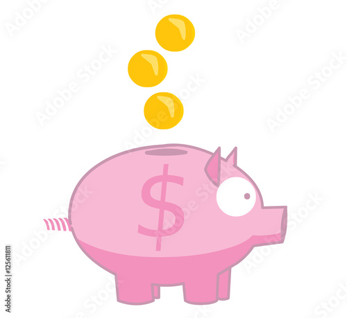 Pink piggy bank (vector) 