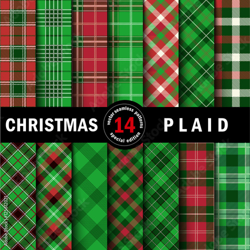 Set Christmas Tartan Seamless Patterns