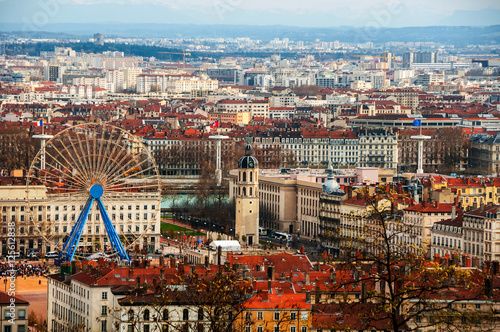 Aerial view of Lyon in autumn