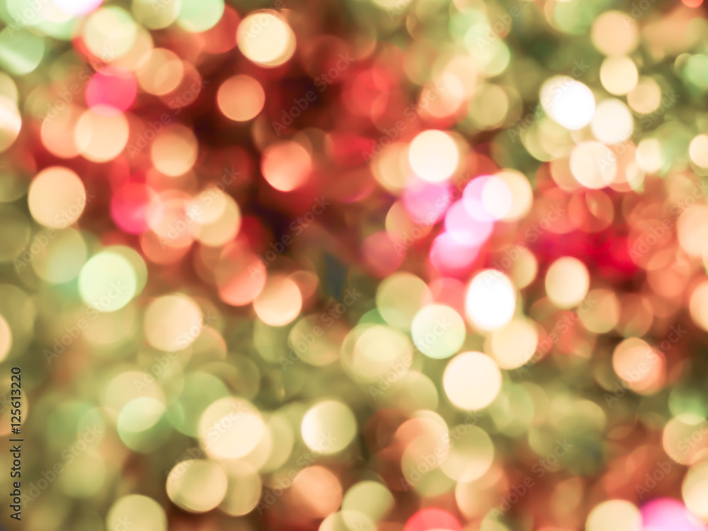 Obraz premium green and red Christmas bokeh light background.