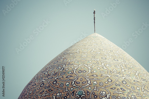 Mosque of Yazd in Iran. The mosque is crowned by a pair of minarets. photo