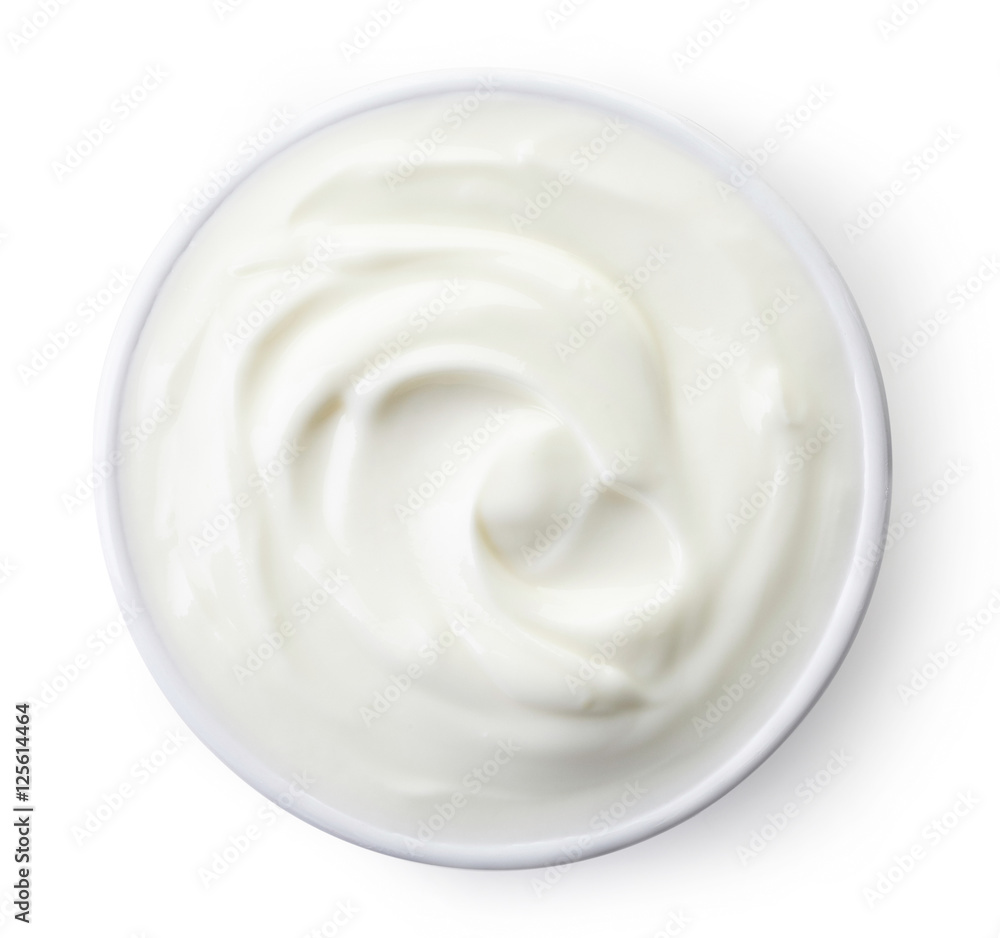 Bowl of greek yogurt - obrazy, fototapety, plakaty 
