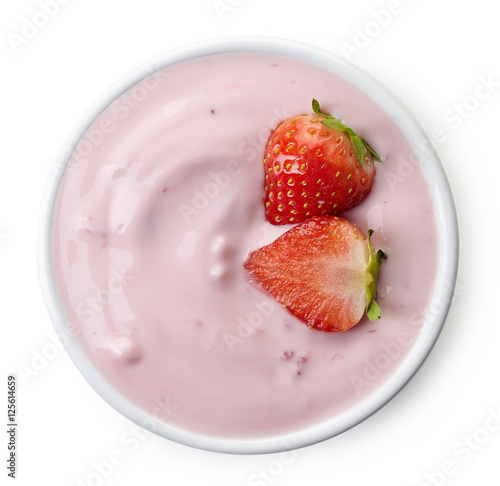 Bowl of strawberry yogurt