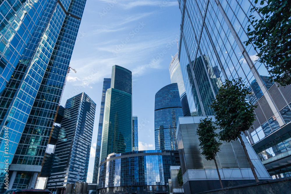Modern skyscrapers in Moscow city dowtown