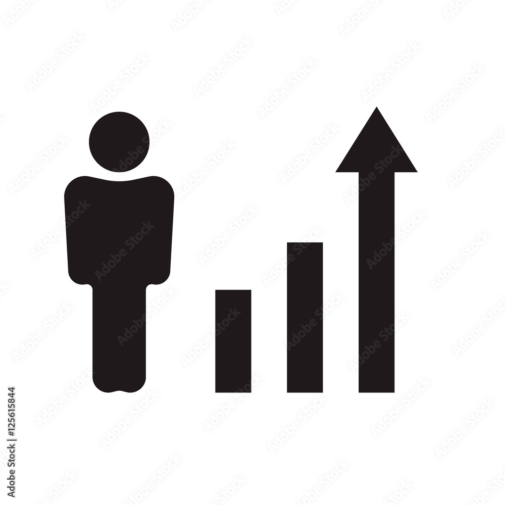 Human figures as a growing graph icon Human figures as a growing graph icon
