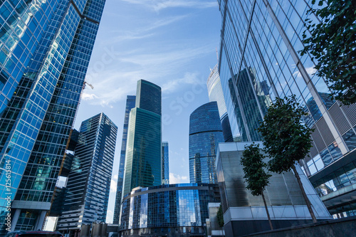 Modern skyscrapers in Moscow city dowtown photo