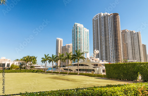 Downtown Miami skyscrapers from Bayfront Park