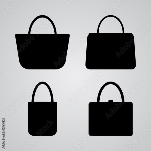Набор женских сумок векторная иллюстрация flat Bag силуэт