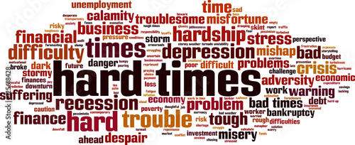 Hard times word cloud concept. Vector illustration