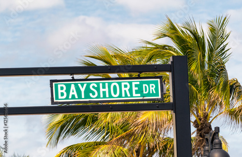 Bayshore Drive street sign in Fort Lauderdale, Florida photo