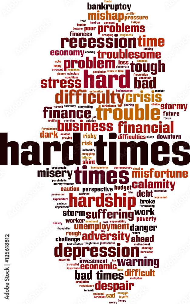 Hard times word cloud concept. Vector illustration