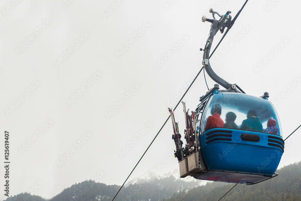 Cable cars on the ski resort. Cable cars on the ski resort.
