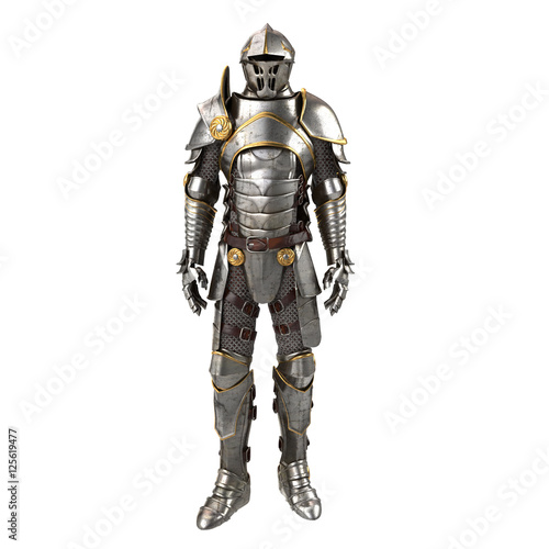 Fototapeta 3d illustration of a full suit of armor isolated on white background