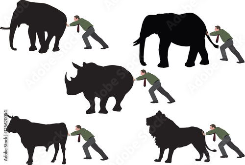 persona spinge animali neri 