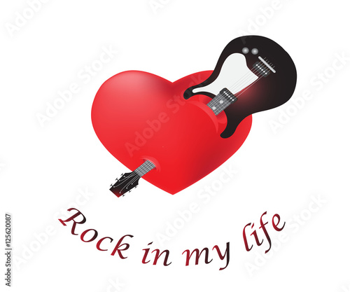 Guitar pierced red heart