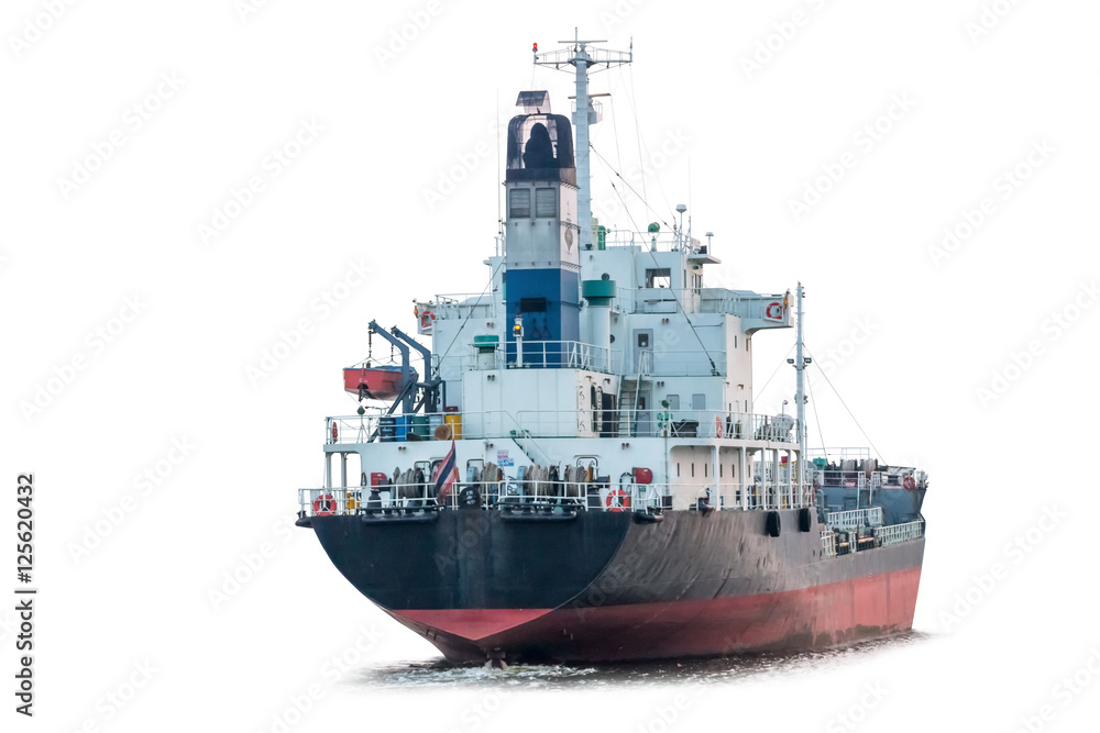 cargo ship isolated on white background with clipping path