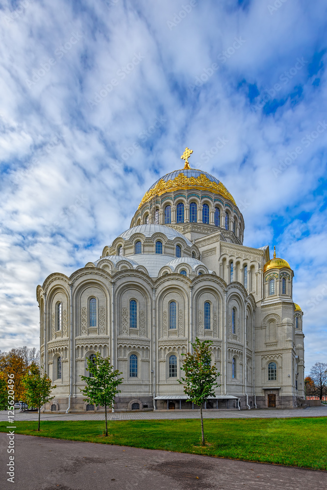 Orthodox Naval cathedral of St. Nicholas in Kronstadt, near Sain