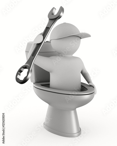 repair toilet on white back...