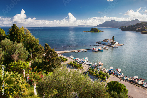 Vlacherna Monastery and Mouse island on Corfu, Greece photo