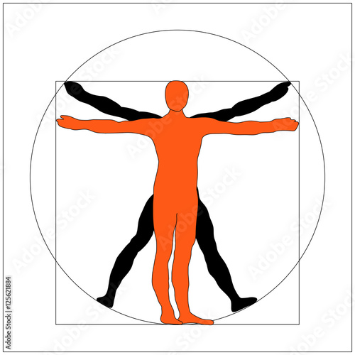 Leonardo da Vinci vitruvian man vector icon symbol design. Illustration isolated on white background. Leonardo da Vinci vitruvian man simplified sign. Symbol for anatomy