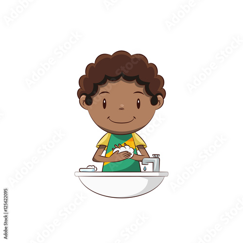 Boy washing hands