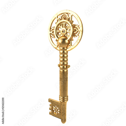 3d illustration key fantasy in the style of steampunk on an isolated white background