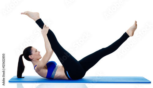 woman fitness pilates exercices isolated photo