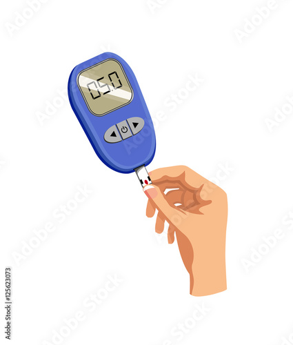 Vector image of a hand and glucose monitor
