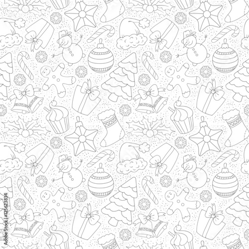 Christmas doodle seamless background