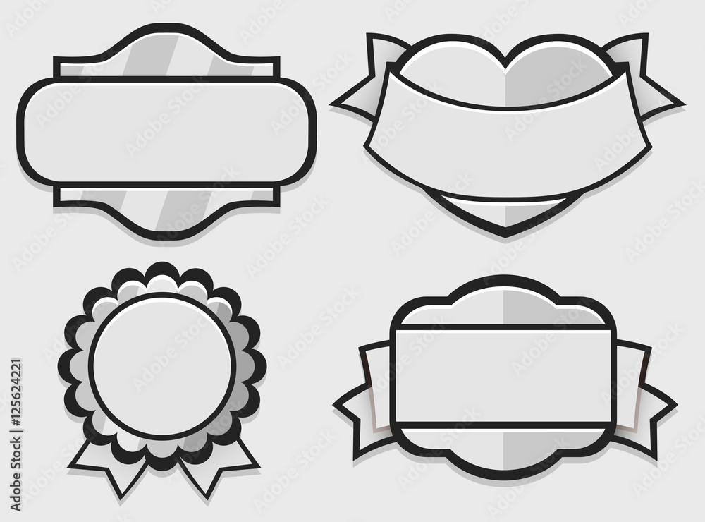 Set of silver vector retro badges Set of silver vector retro badges