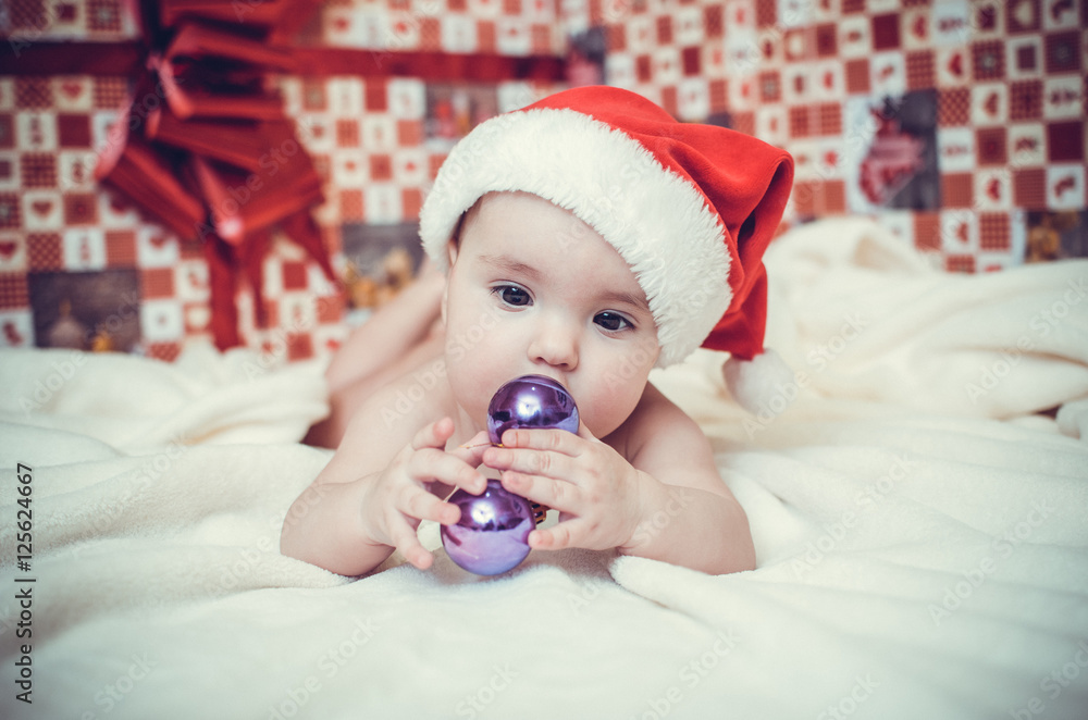 Little child in x-mas cap. Happy 2017 Year! Little child in x-mas cap. Happy 2017 Year!