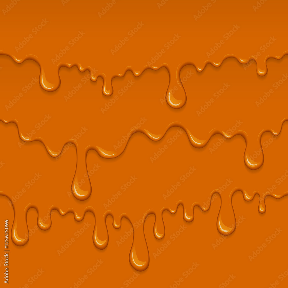 Vector caramel drips and flowing.