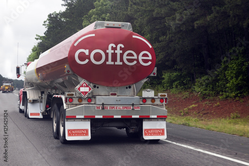 Coffee and Espresso Tanker on Highway photo