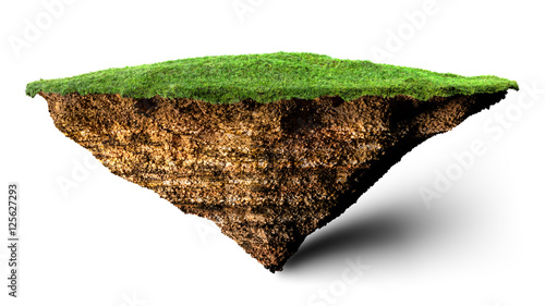 soil and grass island 3D illustration