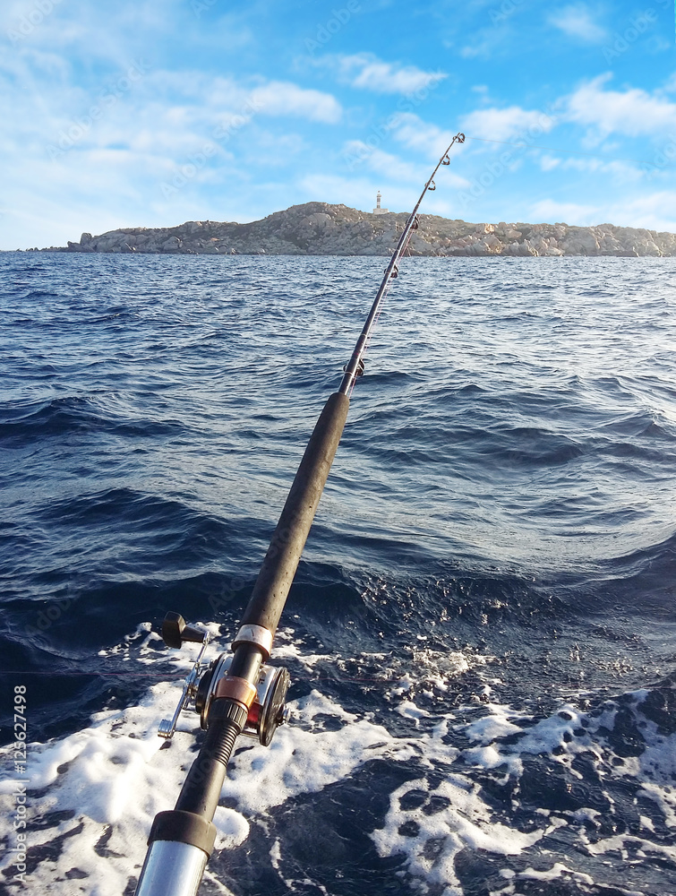 Pesca alla traina in mare Stock Photo | Adobe Stock