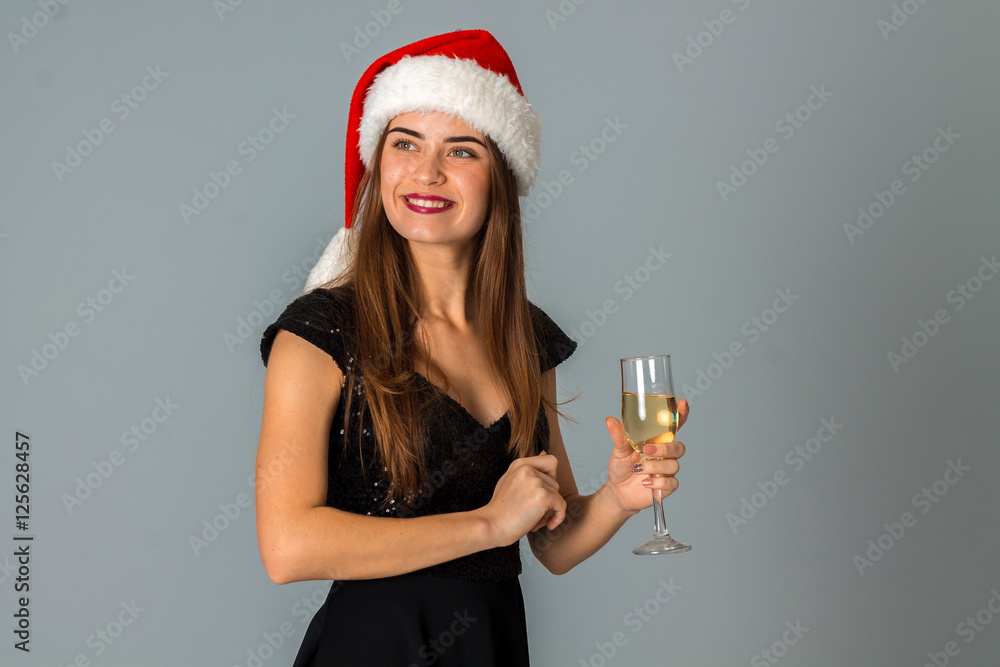 young attractive girl in santa hat young attractive girl in santa hat
