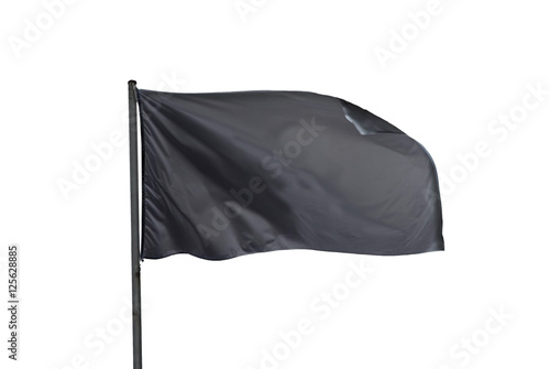 Fotografía black flag waving on the sky isolated