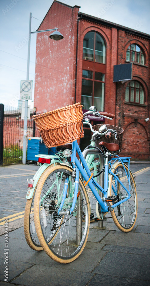 Blue bikes in Belfast, Ireland