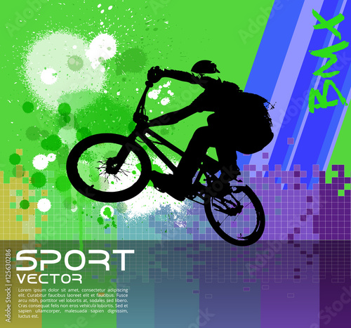 Boy jumping with bmx bike vector