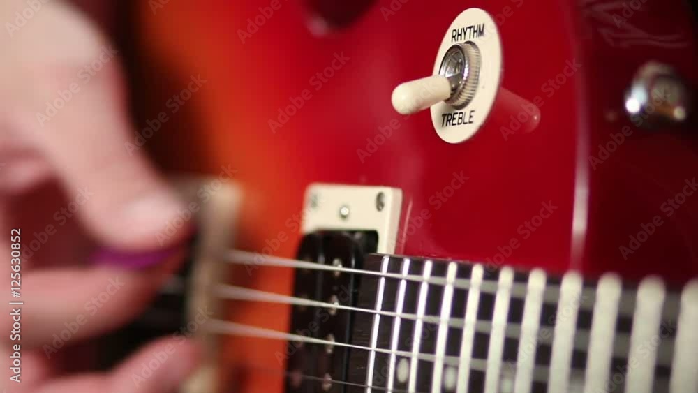 Electric guitar switch for choosing treble rhythm Stock Video Adobe Stock