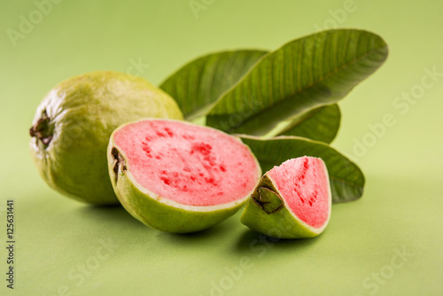 Guava fruit or Amrood or Amrud or peru isolated, selective focus photo
