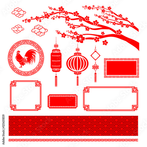 Chinese style art boarder frame element for design and decoratio