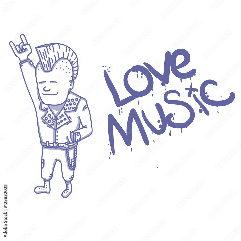 Punk rocker showing sign of the horns Punk rocker showing sign of the horns